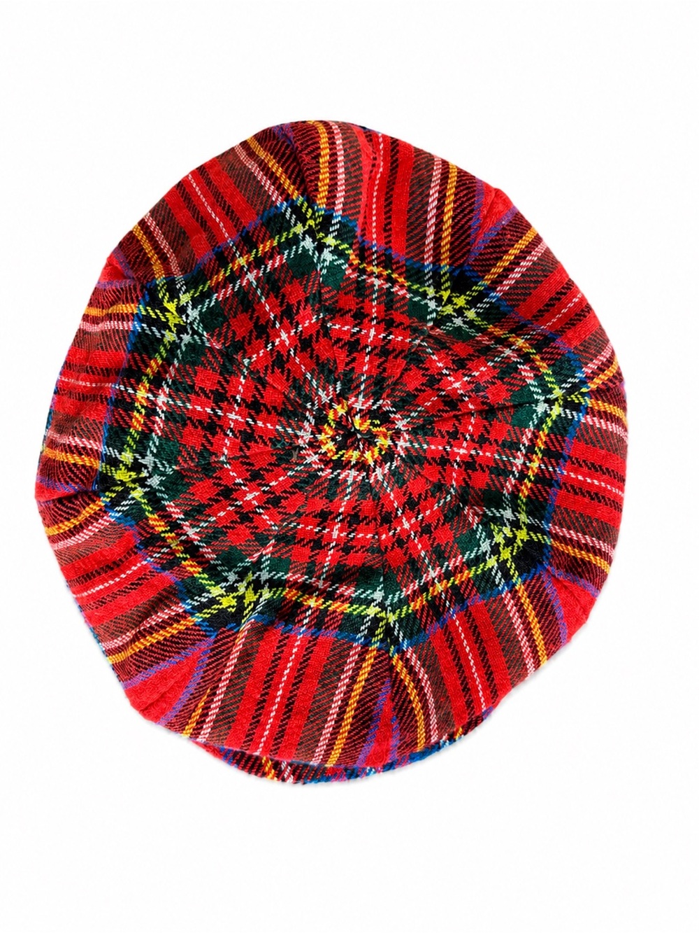 Vintage Red Tartan Plaid Newsboy Cap Size 6 7/8 - Picture 5 of 7